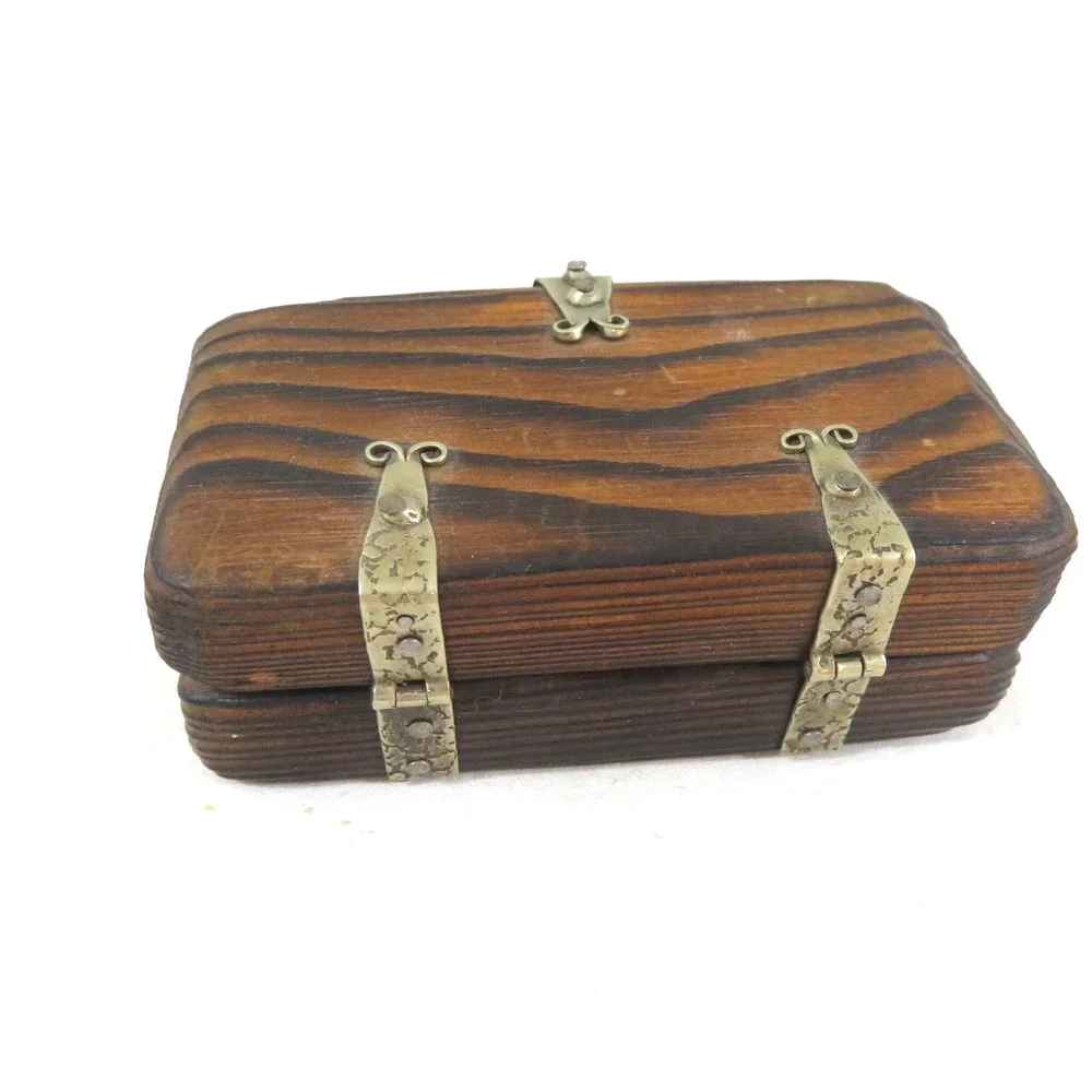Jewelry Box 1970's Brown Wood Small Size 4